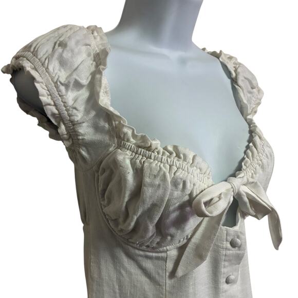 Polly Eloise Linen Blend Tie Front Mini Dress Womens Size 4 - Picture 3 of 9